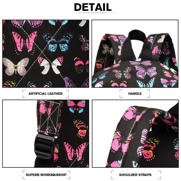 E1401B - Miss Lulu Large Backpack Butterfly Black