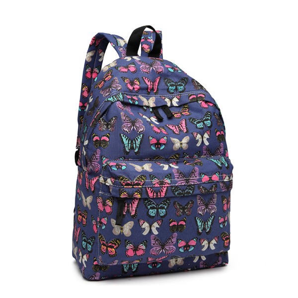 E1401B - Miss Lulu Large Backpack Butterfly Navy
