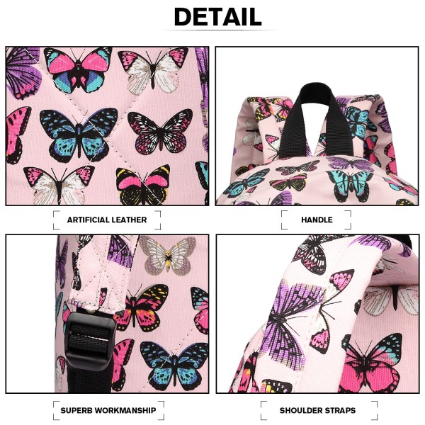 E1401B - Miss Lulu Large Backpack Butterfly Pink