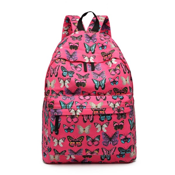 E1401B - Miss Lulu Large Backpack Butterfly Plum
