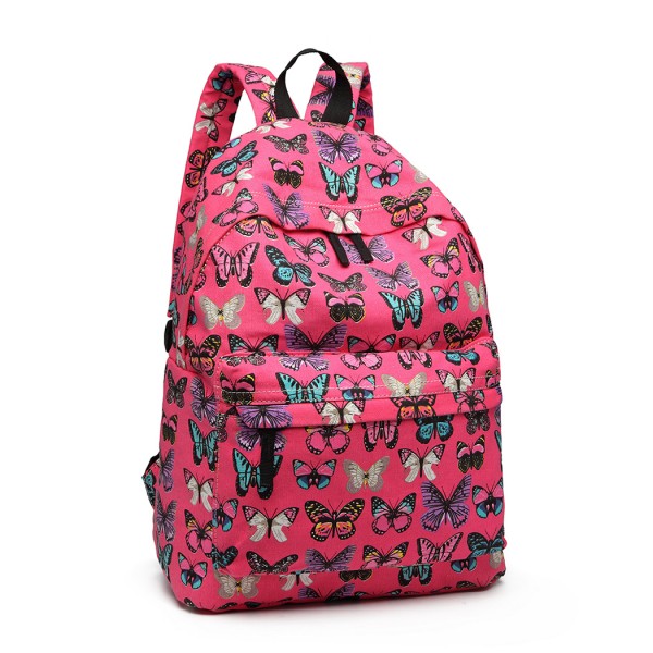 E1401B - Miss Lulu Large Backpack Butterfly Plum