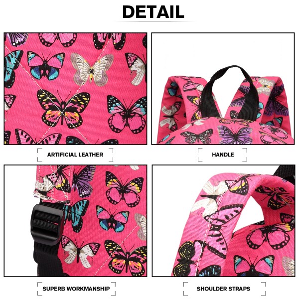 E1401B - Miss Lulu Large Backpack Butterfly Plum
