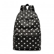 E1401D2 - Miss Lulu Large Backpack Polka Dot Black