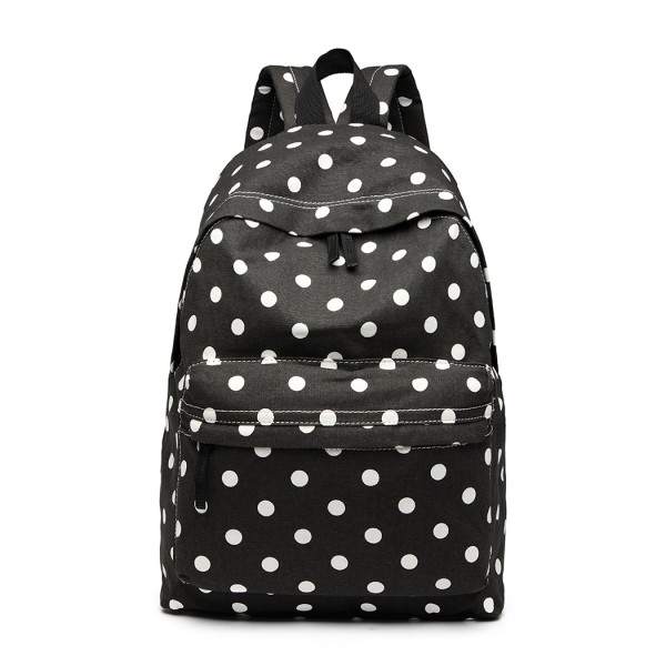 E1401D2 - Miss Lulu Large Backpack Polka Dot Black