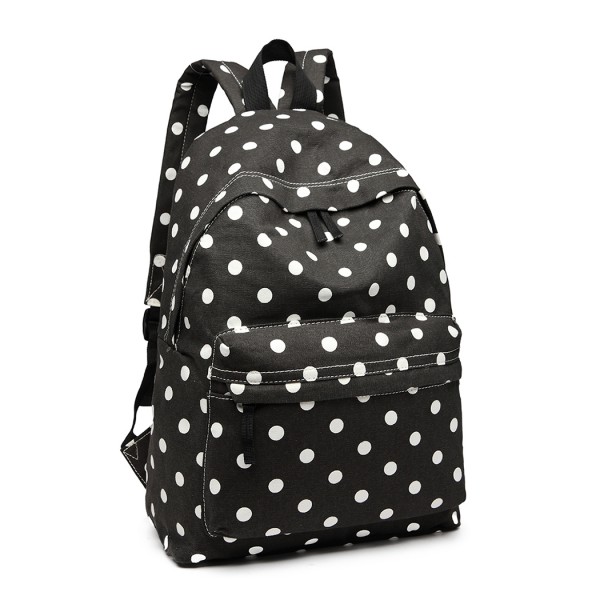 E1401D2 - Miss Lulu Large Backpack Polka Dot Black