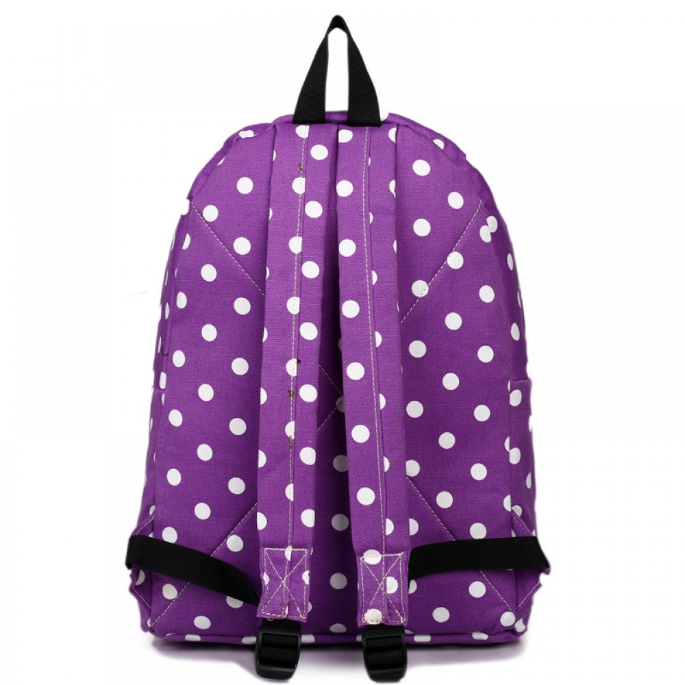 E1401D2 Miss Lulu Large Backpack Polka Dot Purple