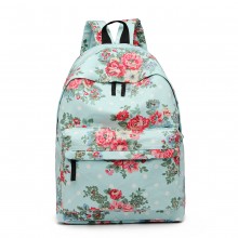 E1401F - Miss Lulu Large Backpack Flower Polka Dot Light Blue