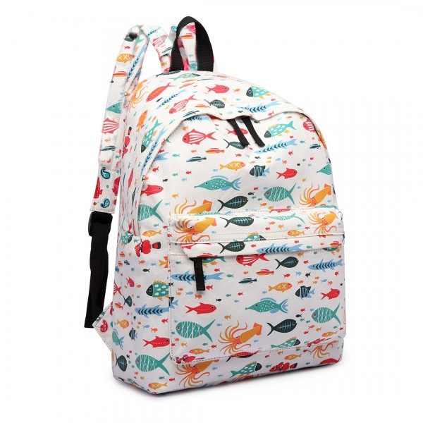 E1401FISH-E - Miss Lulu Large Backpack Fish Beige