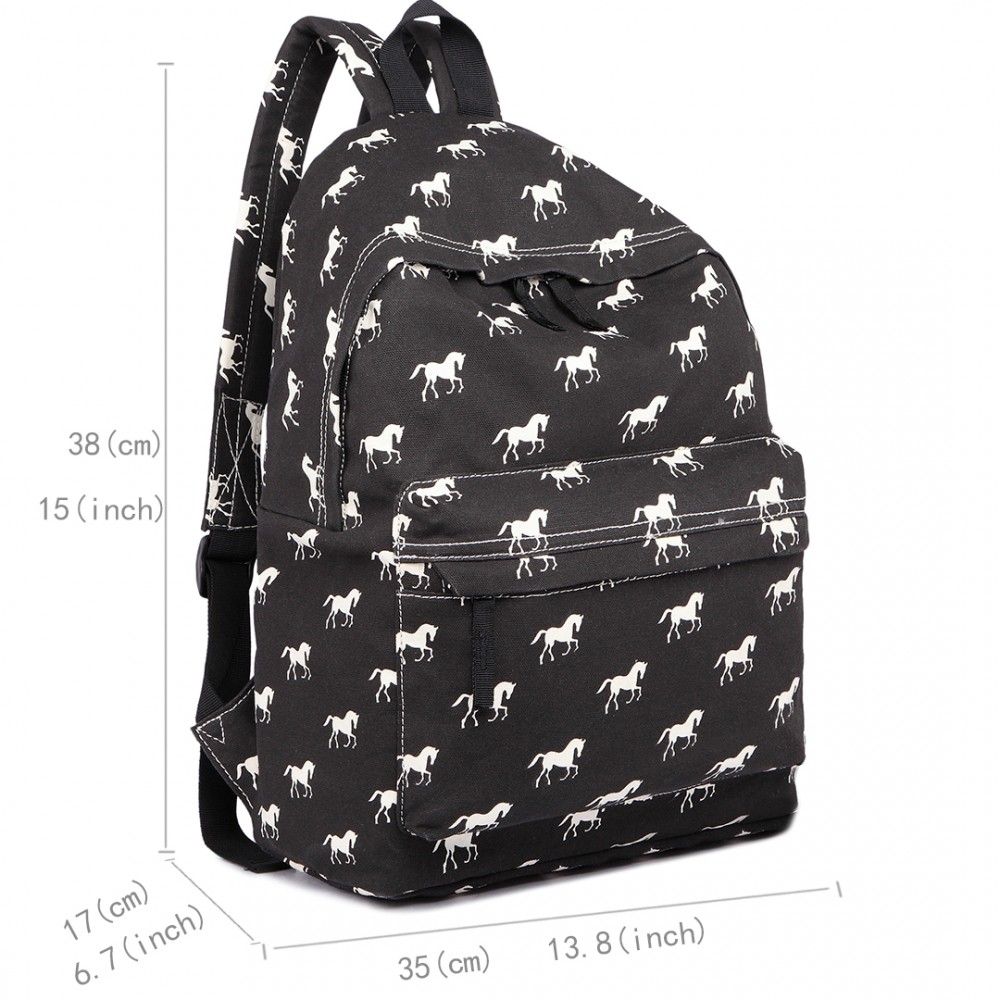 Miss Lulu Large Backpack Horse Black
