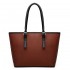 E1661-Miss Lulu Center Stripe Medium Tote Adjustable Handle Bags brown
