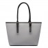 E1661-Miss Lulu Center Stripe Medium Tote Adjustable Handle Bags Grey