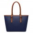 E1661-Miss Lulu Center Stripe Medium Tote Adjustable Handle Bags Navy