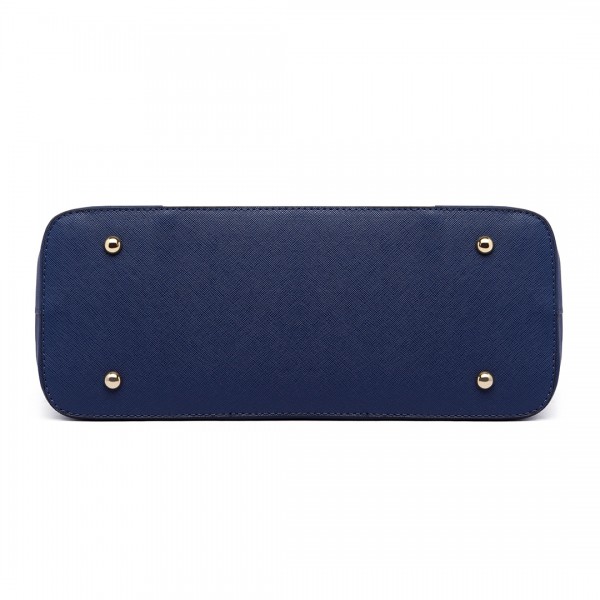 E1661-Miss Lulu Center Stripe Medium Tote Adjustable Handle Bags Navy