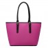E1661-Miss Lulu Center Stripe Medium Tote Adjustable Handle Bags Plum