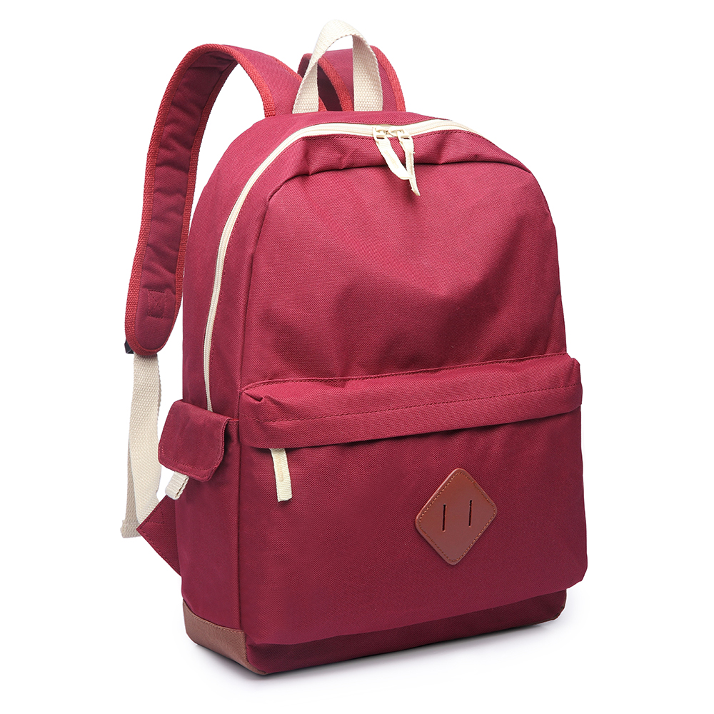 E1664 Large Unisex Polyester School Backpack Burgundy