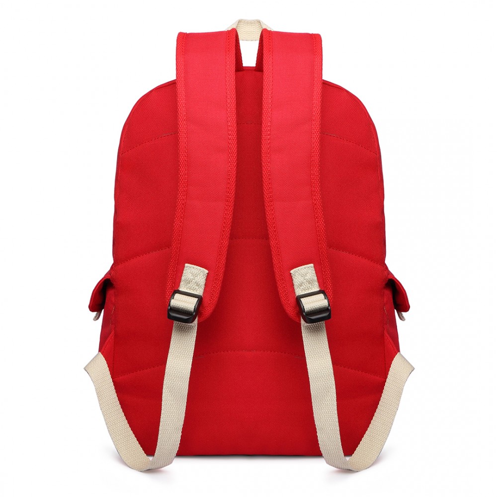 E1664 Large Unisex Polyester School Backpack Red
