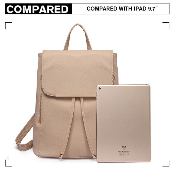 E1669 - Miss Lulu Faux Leather Stylish Fashion Backpack - Beige