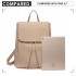 E1669 - Miss Lulu Faux Leather Stylish Fashion Backpack - Beige