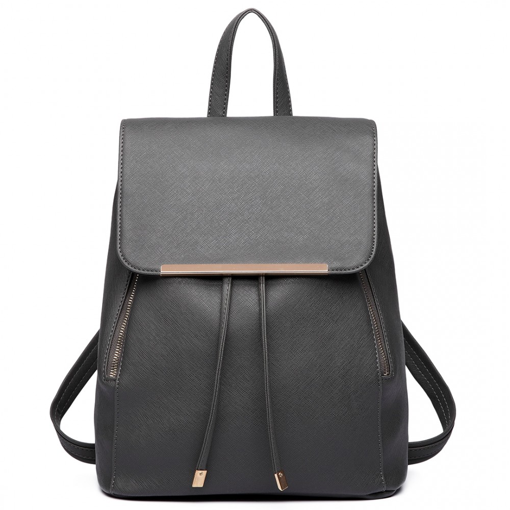 E1669 - Miss Lulu Faux Leather Stylish Fashion Backpack Grey