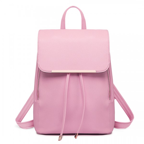 E1669 - MISS LULU FAUX LEATHER BACKPACK - LIGHT PINK