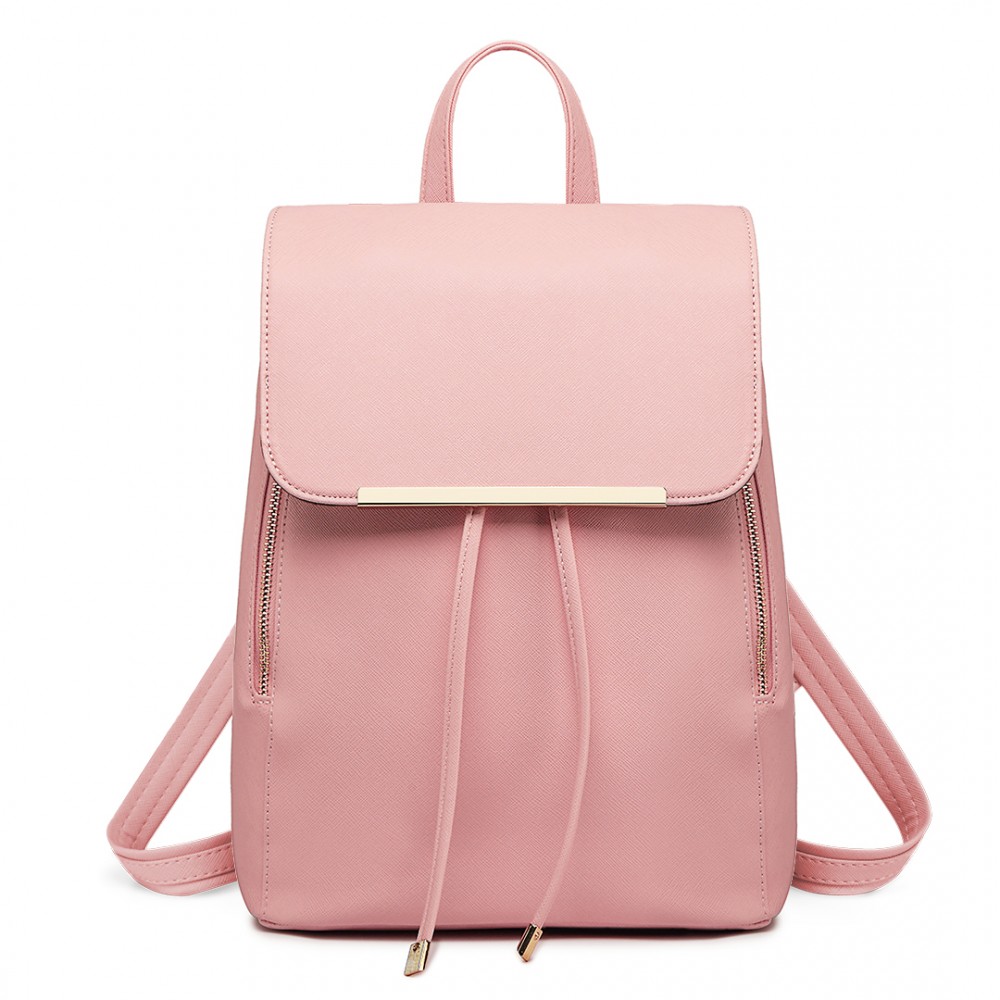 E1669 - Miss Lulu Faux Leather Stylish Fashion Backpack - Pink