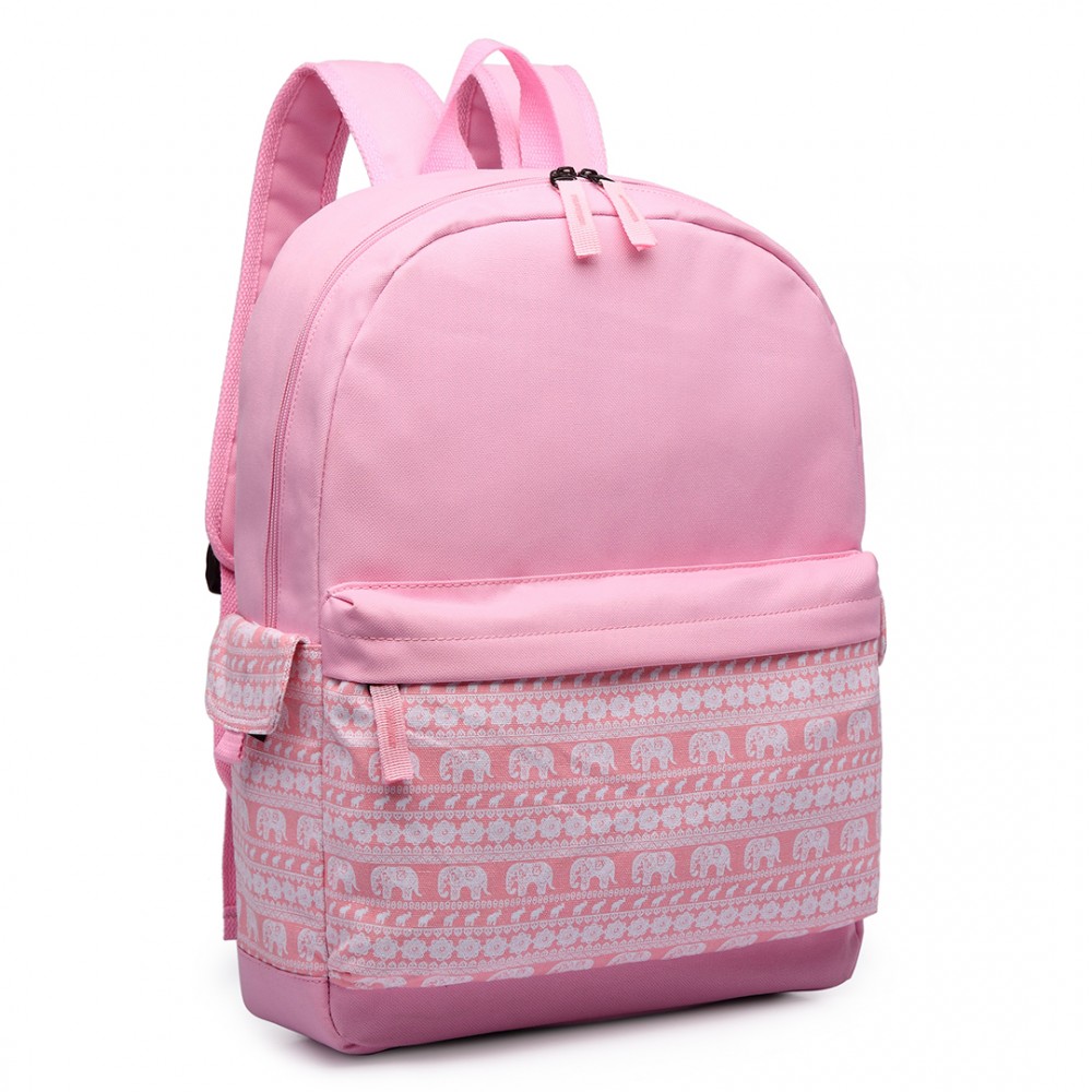 E1675 Miss Lulu Elephant Print Backpack Pink