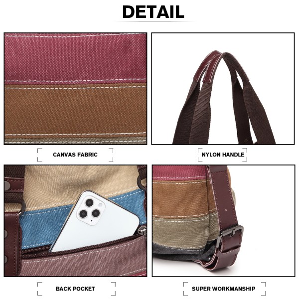 E1677- Kono Women Shoulder Bag Messenger Rainbow Canvas Stripe