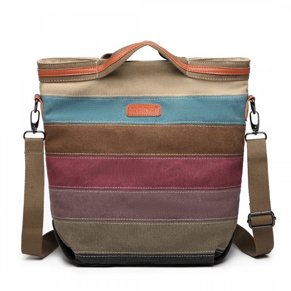 E1679 - Kono Regenbogen Canvas Handtasche Nappa Patch