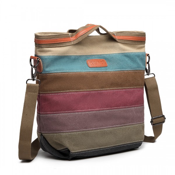 E1679 - Kono Regenbogen Canvas Handtasche Nappa Patch