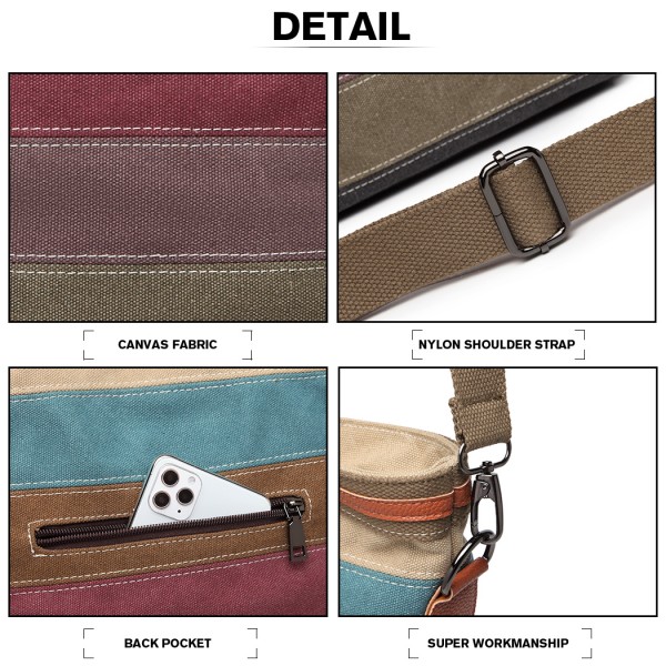 E1679 - Kono Regenbogen Canvas Handtasche Nappa Patch