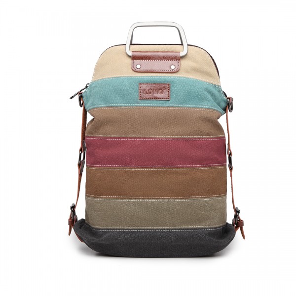 E1711 - Kono Regenbogen Canvas Streifen Rucksack E1711 - Kono Regenbogen Canvas Streifen Rucksack
