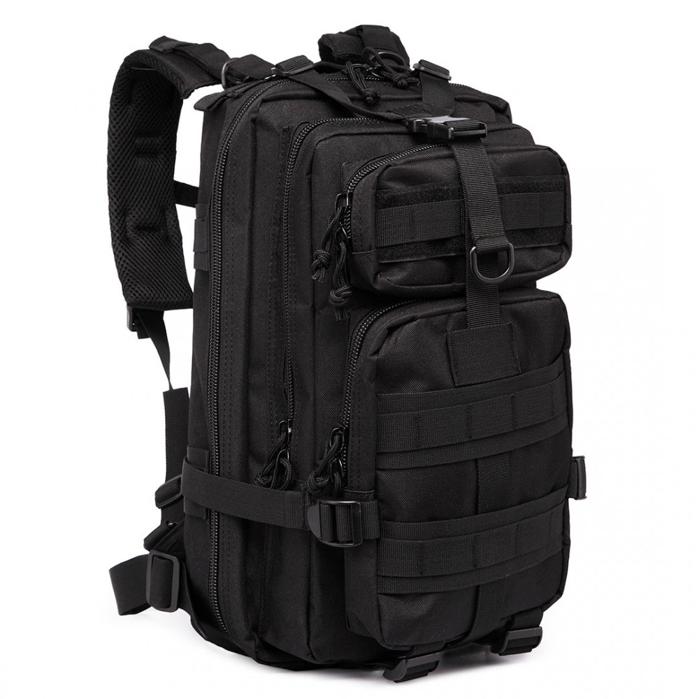 E1729 - Kono Multi Compartment Functional Hiking Backpack Black