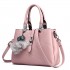 E1751 - Miss Lulu Leder-Look  Mehrere Fächer  Pom Pom  Umhängetasche  - Beige
