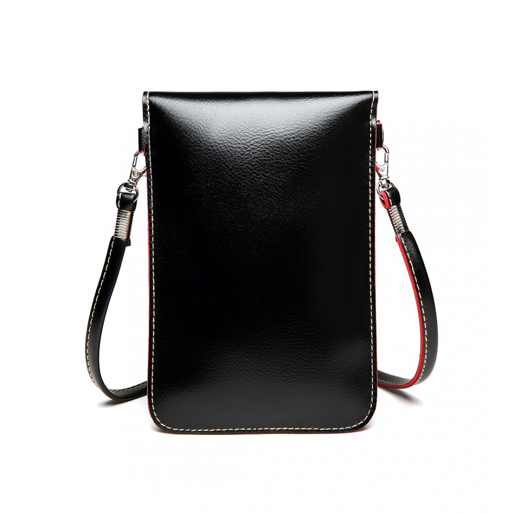 E1805- Women PU Leather Slim Mobile Cross Body Bag black