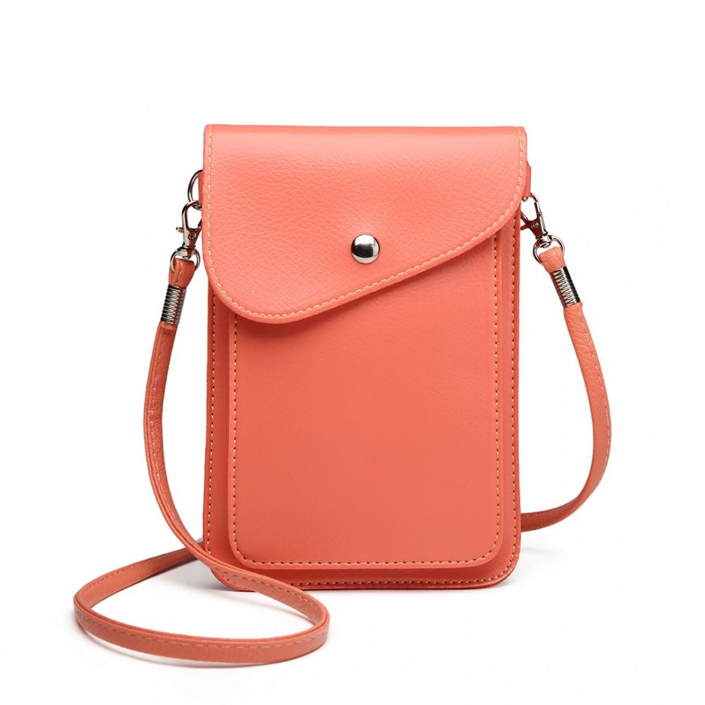 E1805- Women PU Leather Slim Mobile Cross Body Bag pink