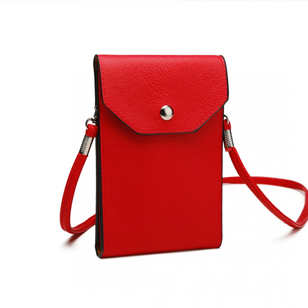 E1806 Women PU Leather Slim Mobile Cross Body Bag red