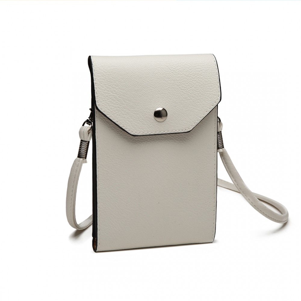 E1806- Women PU Leather Slim Mobile Cross Body Bag white