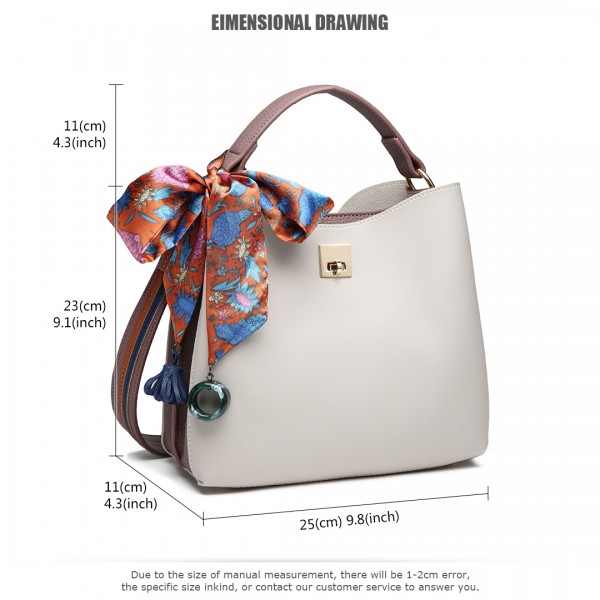 E1813 - Miss Lulu Seidenschal Dekor Tote Handtasche - Grau und Lila