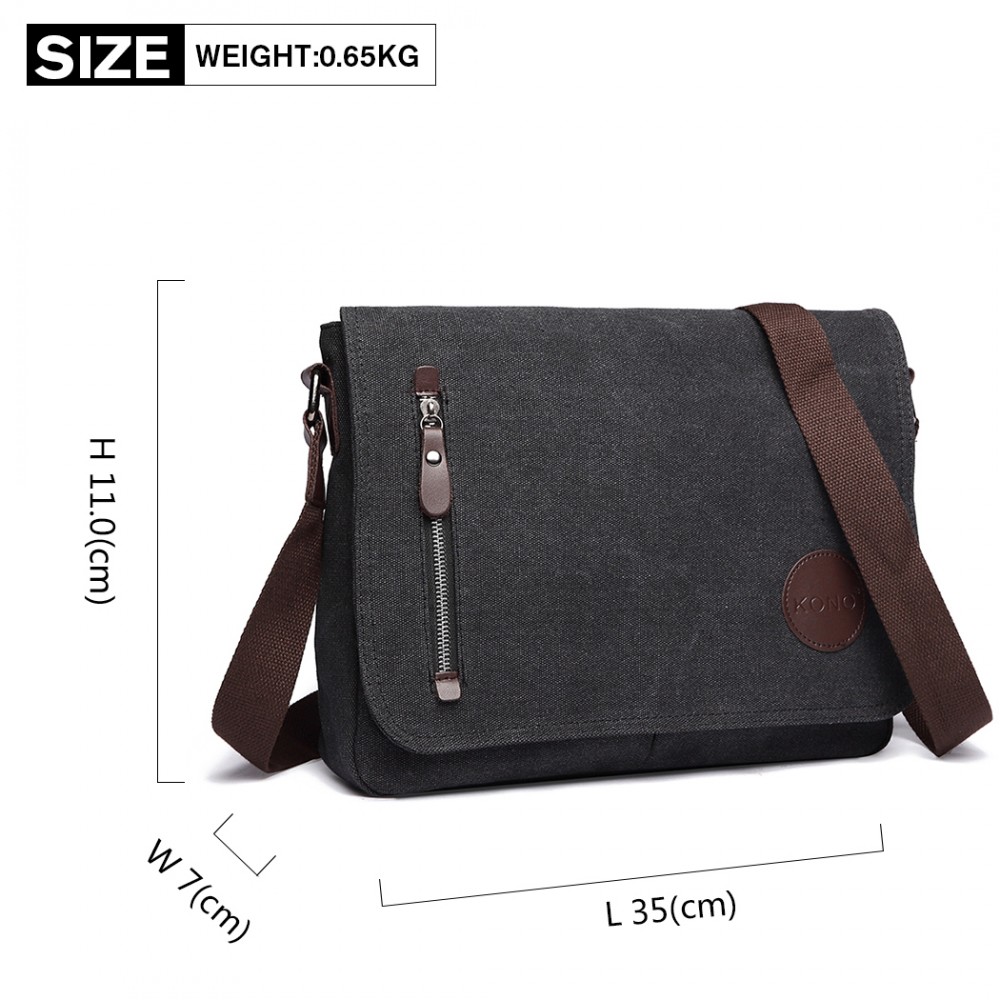 E18241 Kono RFIDBloking Retro Style Canvas Cross Body Messenger Bag