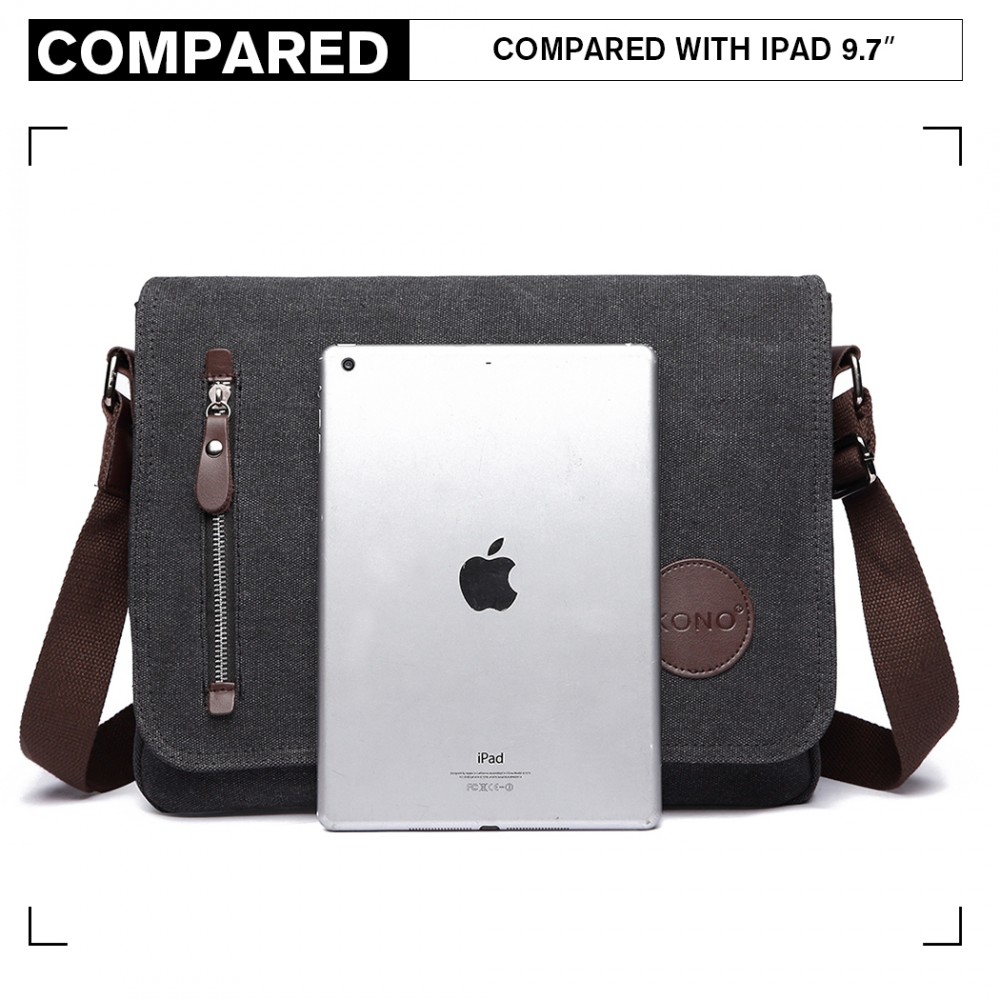 E18241 Kono RFIDBloking Retro Style Canvas Cross Body Messenger Bag