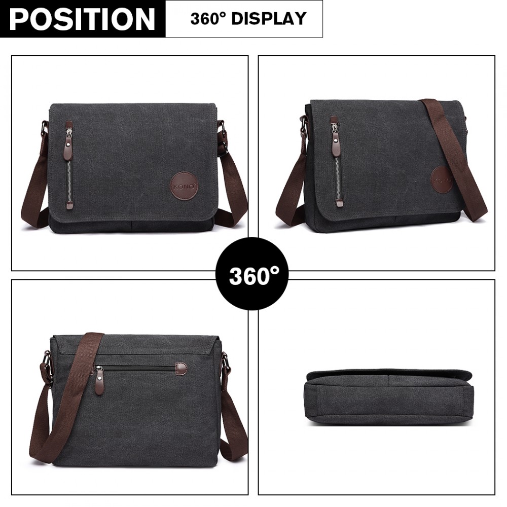 E18241 Kono RFIDBloking Retro Style Canvas Cross Body Messenger Bag