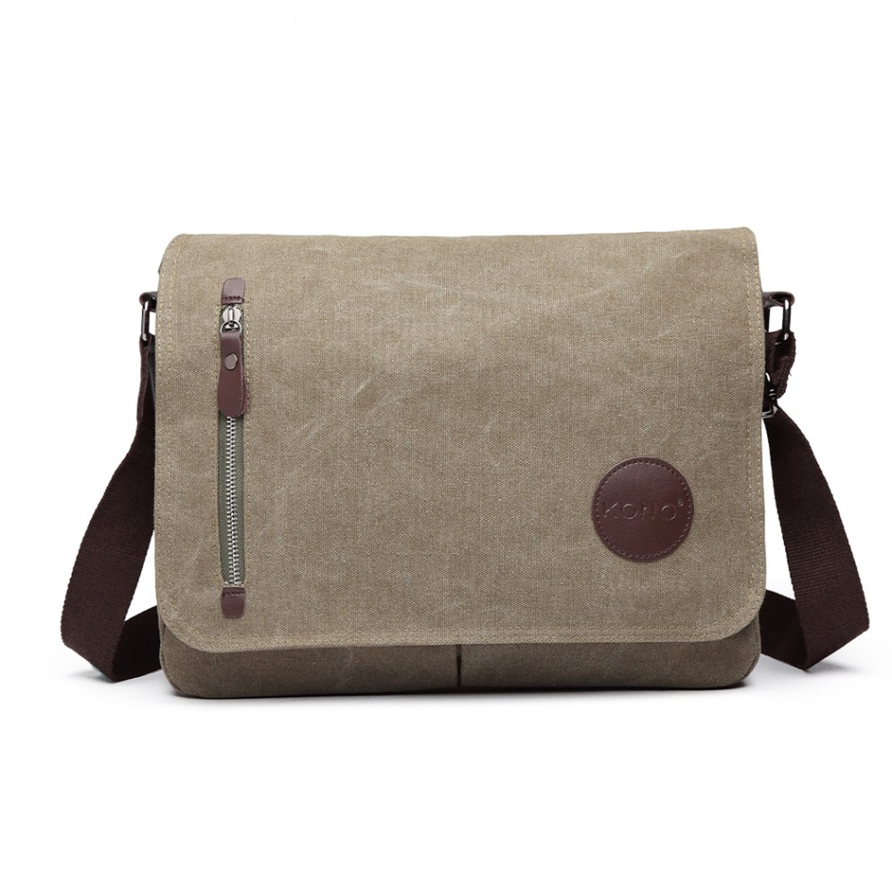 E1824 KONO Canvas Retro Crossbody Messenger Bag Green