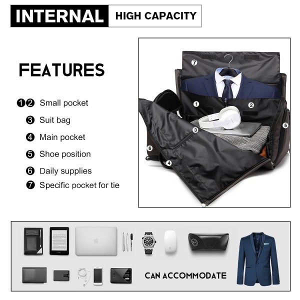 E1918 - Kono Travel Suit Garment Duffel Bag - Grey