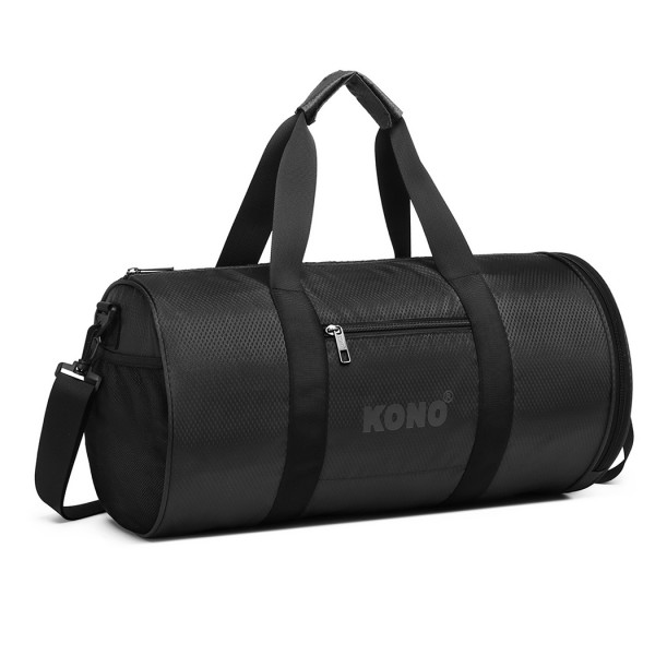 E1956 - Kono Polyester Barrel Duffle Gym/Sports Bag - Black