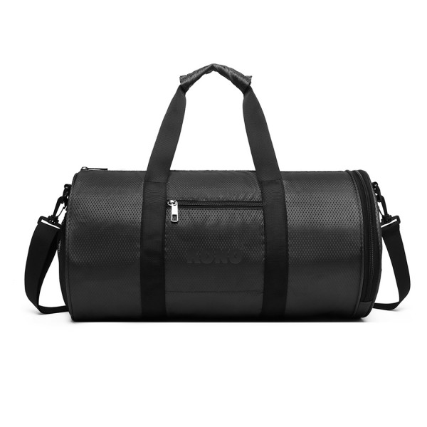 E1956 - Kono Polyester Barrel Duffle Gym/Sports Bag - Black