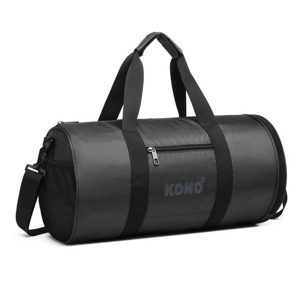 E1956 - Kono Polyester Barrel Duffle Gym/Sports Bag - Grey E1956 - Kono Polyester Barrel Duffle Gym/Sports Bag - Grey