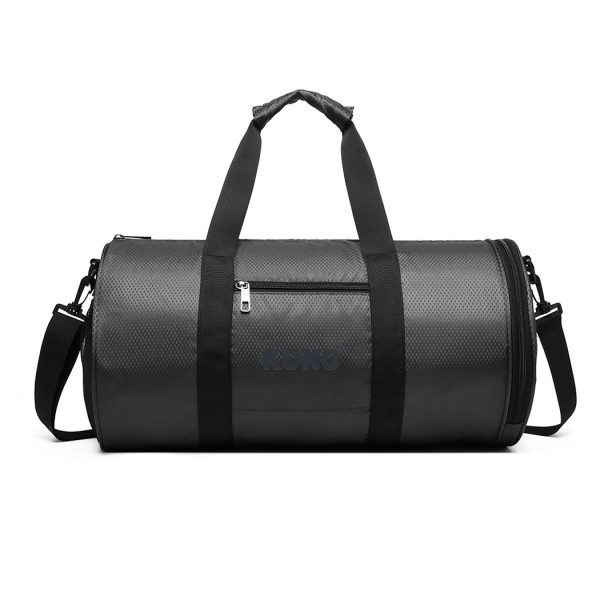 E1956 - Kono Polyester Barrel Duffle Gym/Sports Bag - Grey E1956 - Kono Polyester Barrel Duffle Gym/Sports Bag - Grey