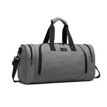 E1957- Kono Canvas Barrel Duffle Travel Bag- Grey