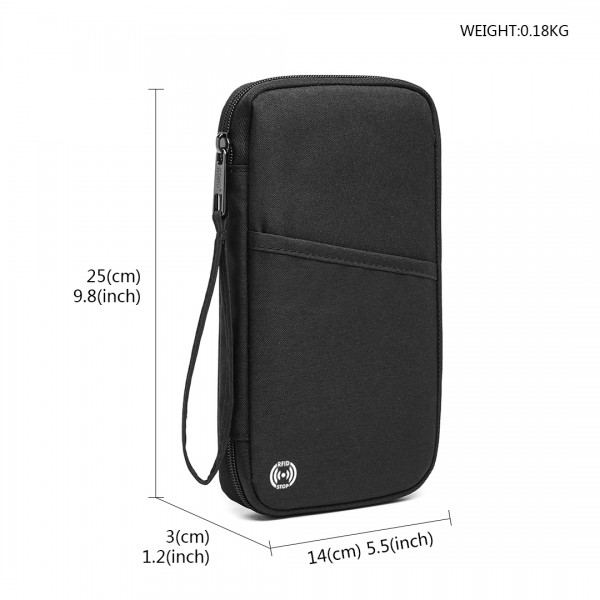 E1968 - Kono RFID-Blocking Travel Wallet - Black