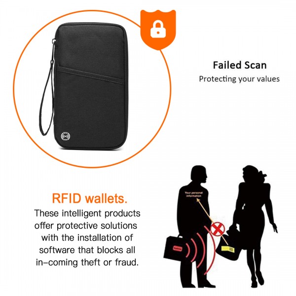 E1968 - Kono RFID-Blocking Travel Wallet - Black